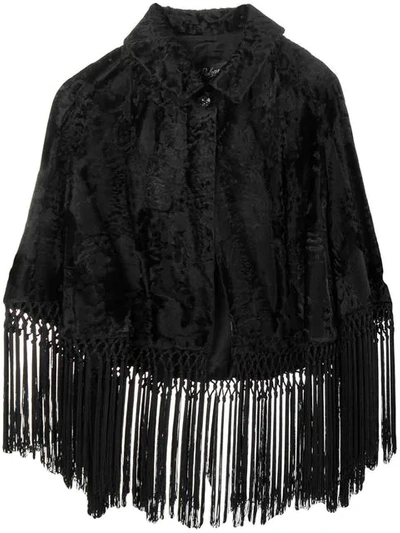 Pre-owned A.n.g.e.l.o. Vintage Cult Fringed Cape Jacket In Black