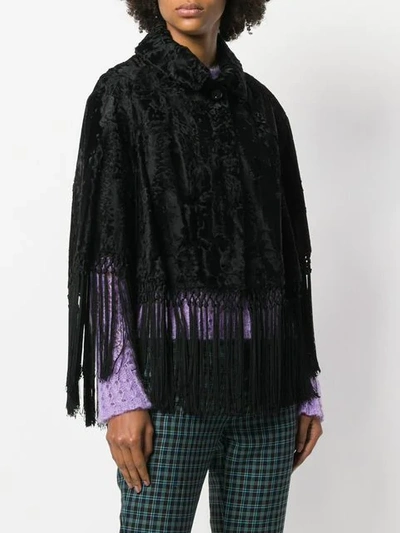 Pre-owned A.n.g.e.l.o. Vintage Cult Fringed Cape Jacket In Black