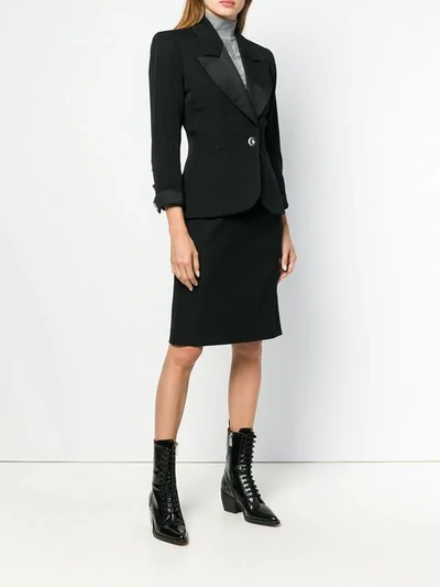 Shop Saint Laurent Yves   Peaked Lapel Tuxedo Suit - Black