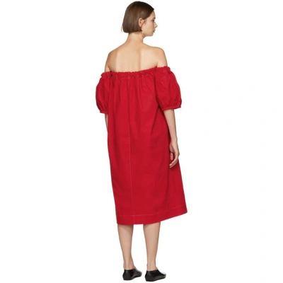 Shop Edit Red Balloon Sleeve Off-the-shoulder Dress