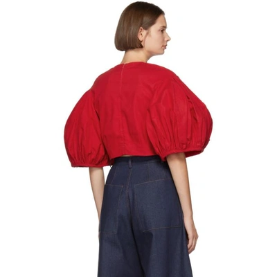 Shop Edit Red Balloon Sleeve Cropped Blouse