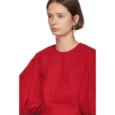 Shop Edit Red Balloon Sleeve Cropped Blouse