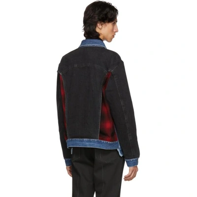 Shop Johnlawrencesullivan Indigo And Black Denim Jacket In Indigo Blk