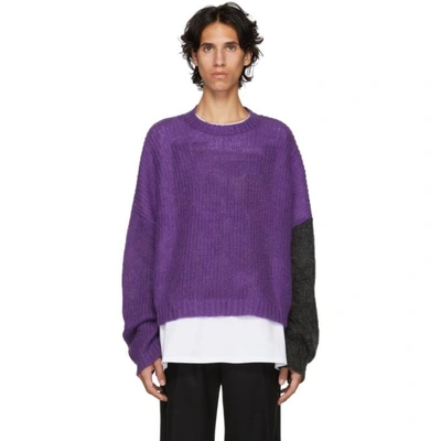Shop Johnlawrencesullivan Purple And Grey Knit Sweater