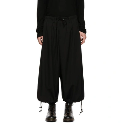 Shop Yohji Yamamoto Black Wool Basic Balloon Trousers