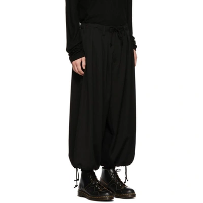 Shop Yohji Yamamoto Black Wool Basic Balloon Trousers