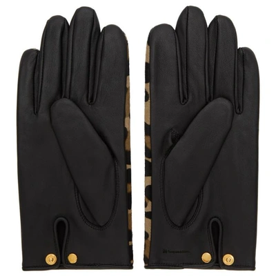 Shop Sasquatchfabrix . Beige Leather Leopard Gloves In 03 Leopard