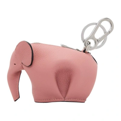 Shop Loewe Pink Elephant Charm Keychain In Candy Pink