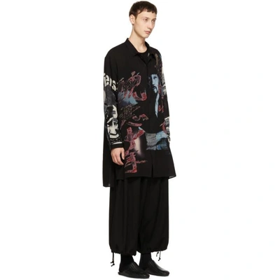 Shop Yohji Yamamoto Black And Multicolor Print Long Shirt In Mix