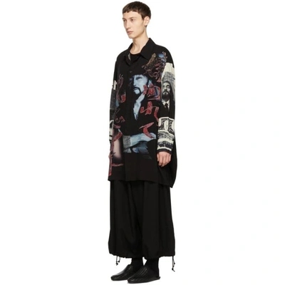 Shop Yohji Yamamoto Black And Multicolor Print Long Shirt In Mix