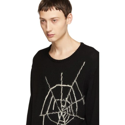 Shop Yohji Yamamoto Black Spiderweb Crewneck Sweater
