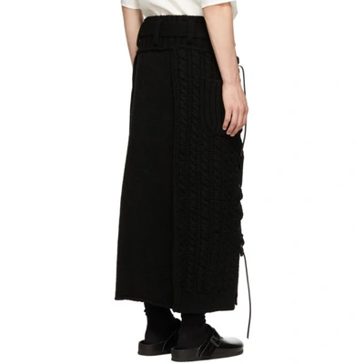 Shop Yohji Yamamoto Black Leather String Skirt