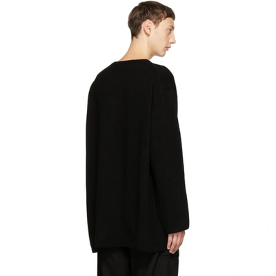 Shop Yohji Yamamoto Black Intarsia Hannya Crewneck Sweater