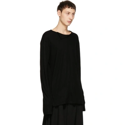 Shop Yohji Yamamoto Black Collar T-shirt