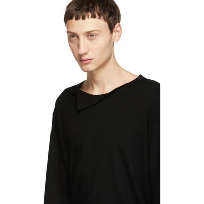 Shop Yohji Yamamoto Black Collar T-shirt