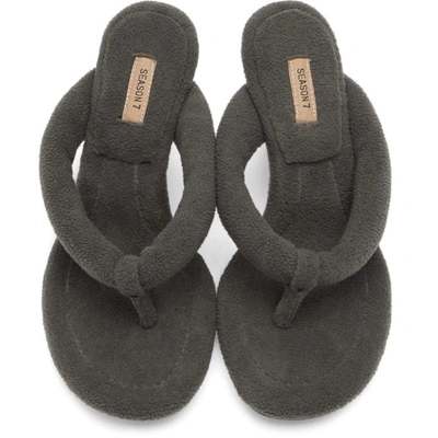 Shop Yeezy Black Fleece Thong Sandals