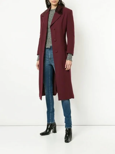 Pre-owned Versace Collar Bore Long Jacket Coat In Red