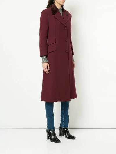 Pre-owned Versace Collar Bore Long Jacket Coat In Red