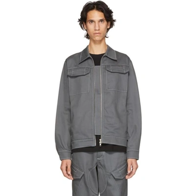 Affix Grey Two-way Zip Service Jacket In Dark Grey | ModeSens