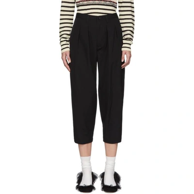 Shop Tricot Comme Des Garcons Black Wool Pleated Trousers In 1 Black