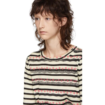 Shop Tricot Comme Des Garcons Black And White Striped Knit Sweater In 1 Black/nat