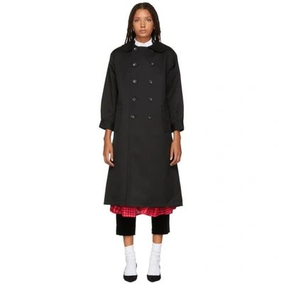 Shop Tricot Comme Des Garcons Black Double-breasted Trench Coat In 1 Black