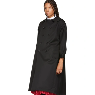 Shop Tricot Comme Des Garcons Black Double-breasted Trench Coat In 1 Black