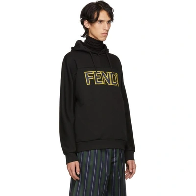 Shop Fendi Black Logo Hoodie In F0qa1