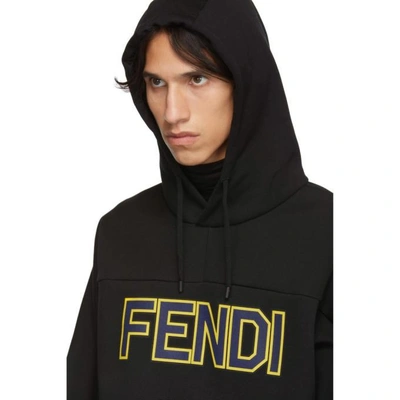 Shop Fendi Black Logo Hoodie In F0qa1