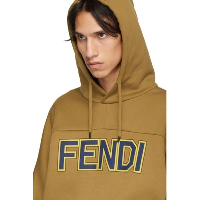 Shop Fendi Tan Logo Hoodie In F0qb3