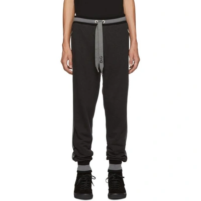 Shop Dolce & Gabbana Dolce And Gabbana Black And Grey Striped Lounge Pants In S8293 Black