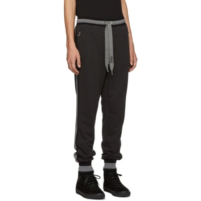 Shop Dolce & Gabbana Dolce And Gabbana Black And Grey Striped Lounge Pants In S8293 Black