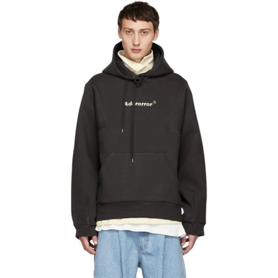 Shop Ader Error Black Diagonal Hoodie In Charcoal