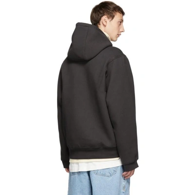 Shop Ader Error Black Diagonal Hoodie In Charcoal