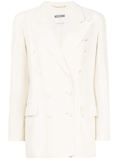 Pre-owned Moschino Vintage Double-breasted Blazer In Neutrals