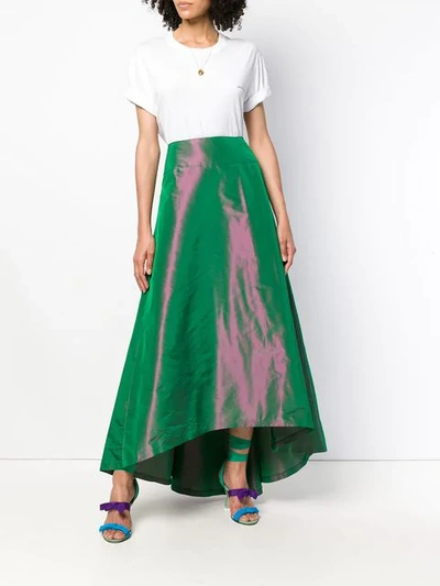 Pre-owned Balmain Printed Full Skirt In Green