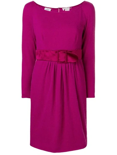 Pre-owned Valentino Belted Longsleeved Short Dress In Pink