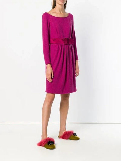 Pre-owned Valentino Belted Longsleeved Short Dress In Pink