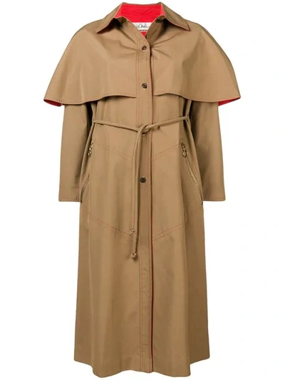 Shop William Vintage Flared Belted Coat - Brown