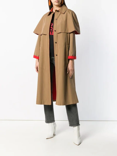 Shop William Vintage Flared Belted Coat - Brown