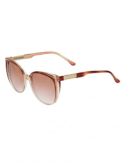 Pre-owned Saint Laurent Butterfly Frame Sunglasses In Brown