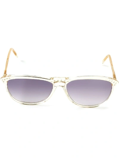 Pre-owned Saint Laurent Oval Frame Sunglasses In White