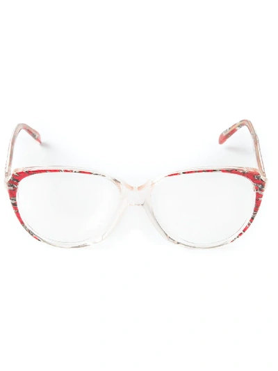 Pre-owned Saint Laurent Round Frame Glasses In Red
