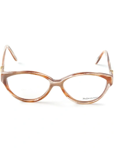 Saint Laurent Round Frames In Brown