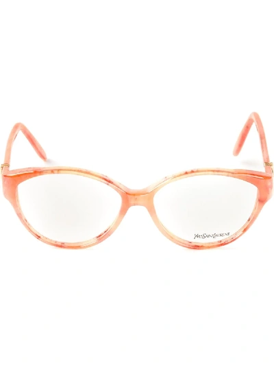 Pre-owned Saint Laurent Cats Eye Glasses In Yellow