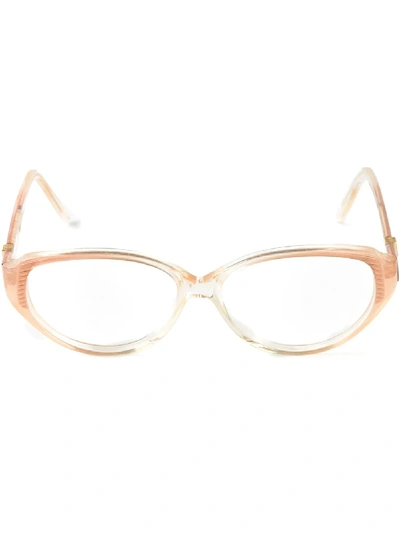 Shop Saint Laurent 1970s Oval-frame Glasses In Nude & Neutrals