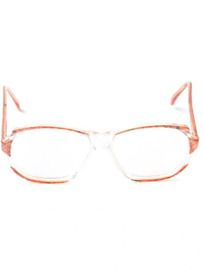Pre-owned Saint Laurent 1980s Square-frame Marbled Glasses In Red