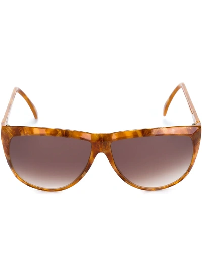 Pre-owned Saint Laurent Tortoise Shell Effect Sunglasses In Brown