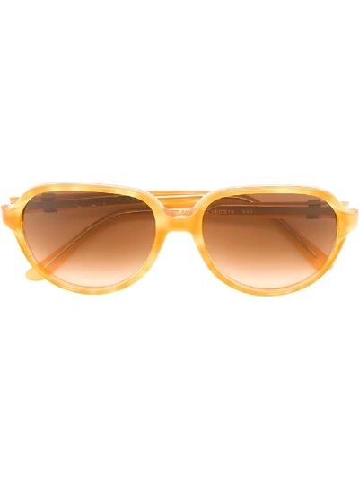 Pre-owned Saint Laurent Marbled Effect Sunglasses In Yellow