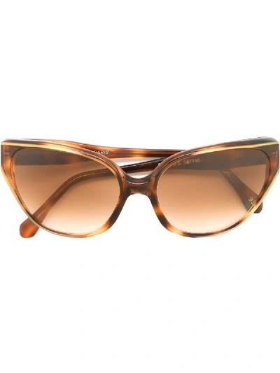Pre-owned Saint Laurent Yves  Vintage 古着猫眼镜框太阳眼镜 - 棕色 In Brown